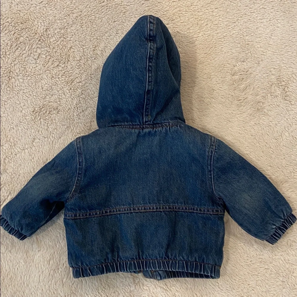 Gap Baby Hooded Denim Jacket Sherpa Lined 6–12M